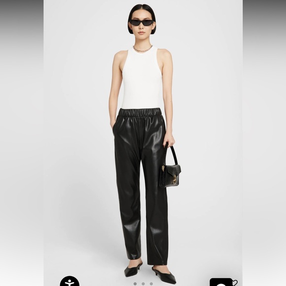 Anine Bing Pants - Anine Bing Colton track pant black faux leather